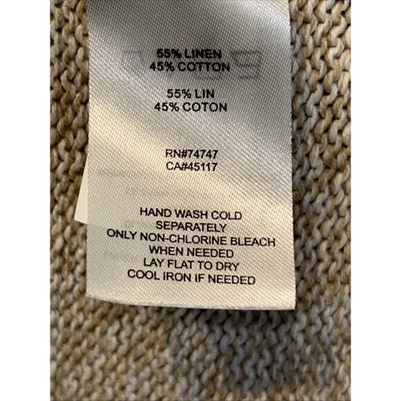 Natural Reflections Size Medium Fishnet Knit Cardigan Duster Oatmeal Boho Coast - Picture 8 of 12